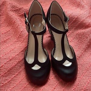 Classic Black T-Strap Heels